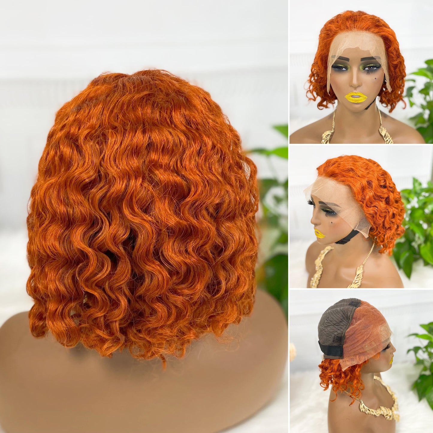 13*4 BoB Wig Water Wave Wigs Color 350# 250% Density