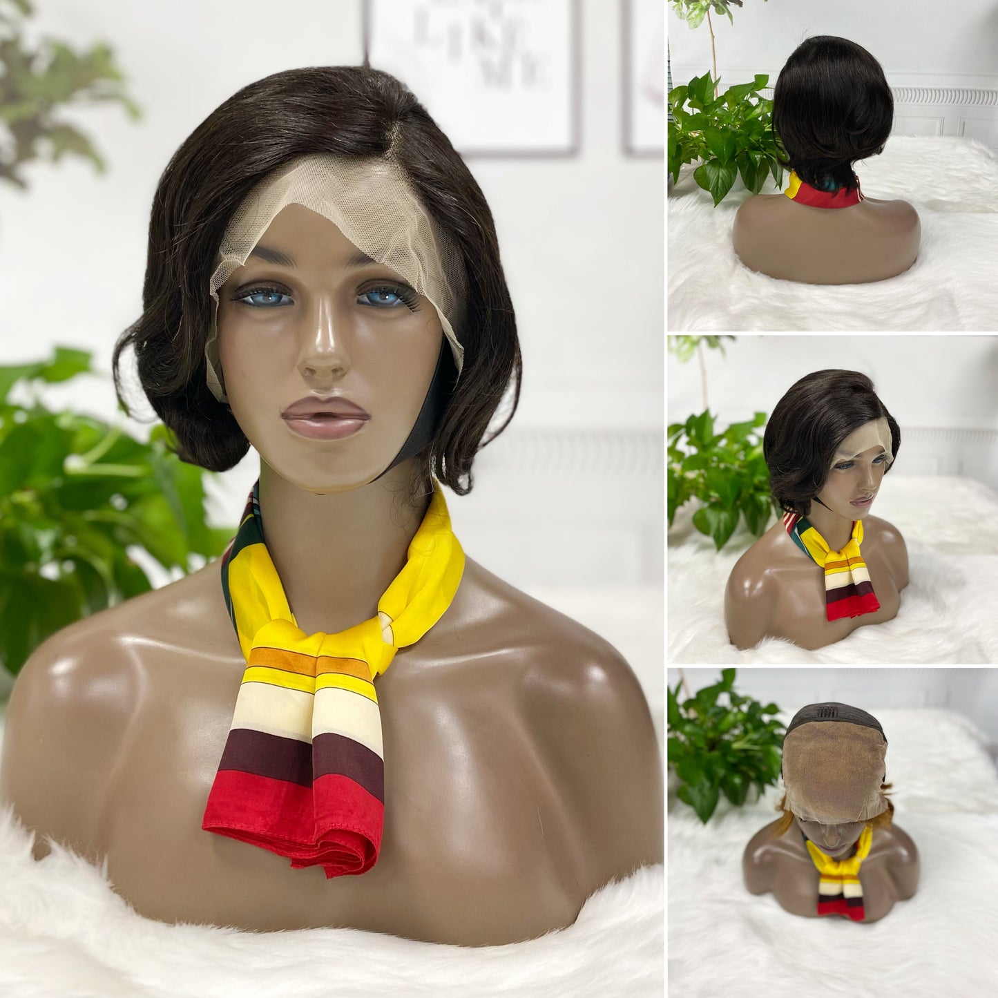 13*4 Lace Wig Pixie Cut Natural Virgin Human Hair Lace Wigs Color 4#