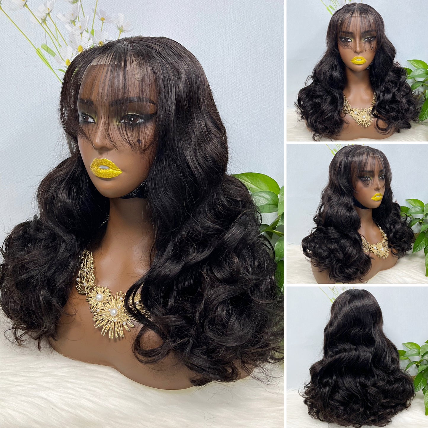 Fringe Double Drawn 5x5 Glueless Lace Wig Loose Wave Human Hair Wigs Ginger Color 33# 20inch