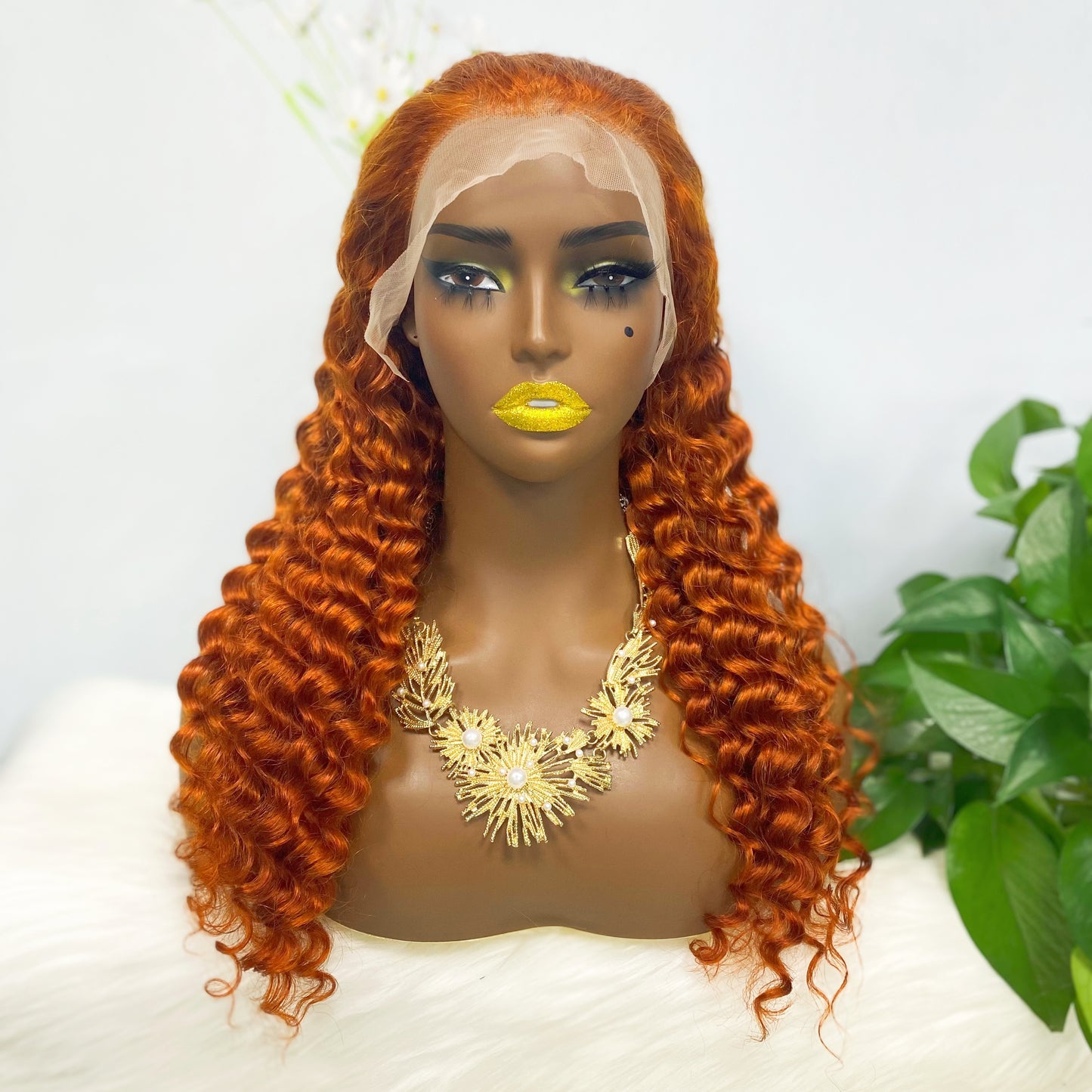 13*4 Lace Wig Deep Wave Natural Virgin Human Hair Lace Wigs Color 350#