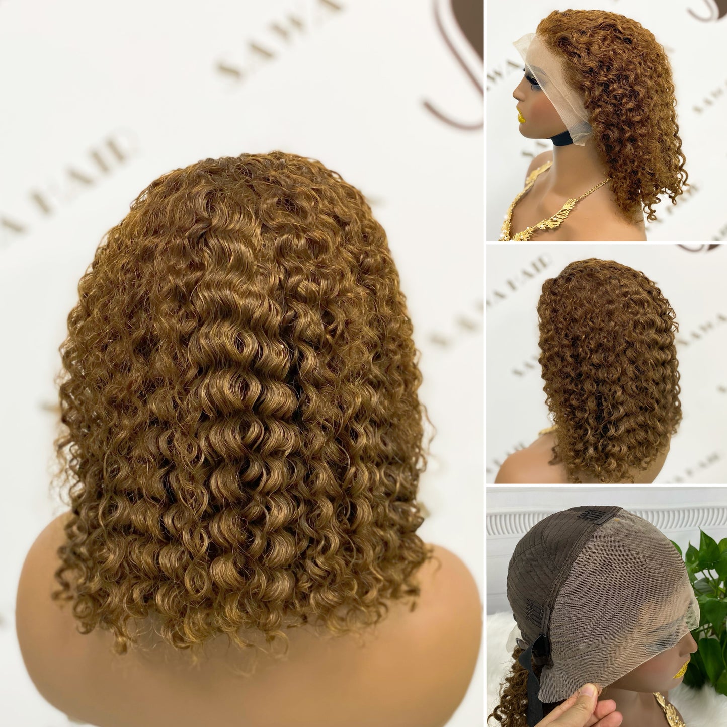 13*4 BoB Wig Jerry Curl Natural Color Lace Wigs Color 4# 250% Density