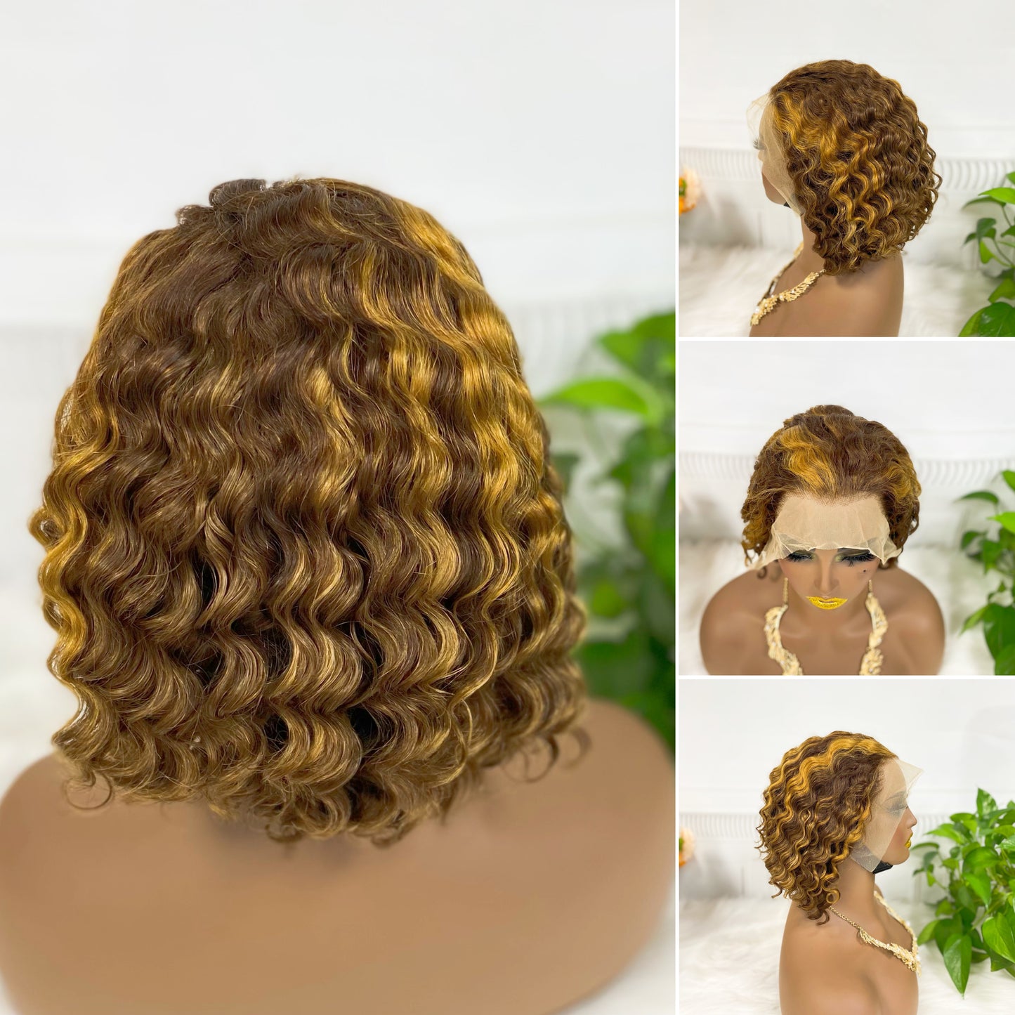 13*4 BoB Wig Water Wave Wigs Color P4/27# 250% Density