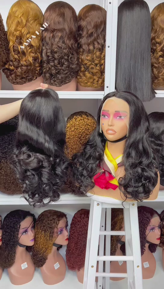 Double Drawn 13*4 GluelessLace Wig Romance Curl Natural Human Hair Lace Wigs Natural Color 20"