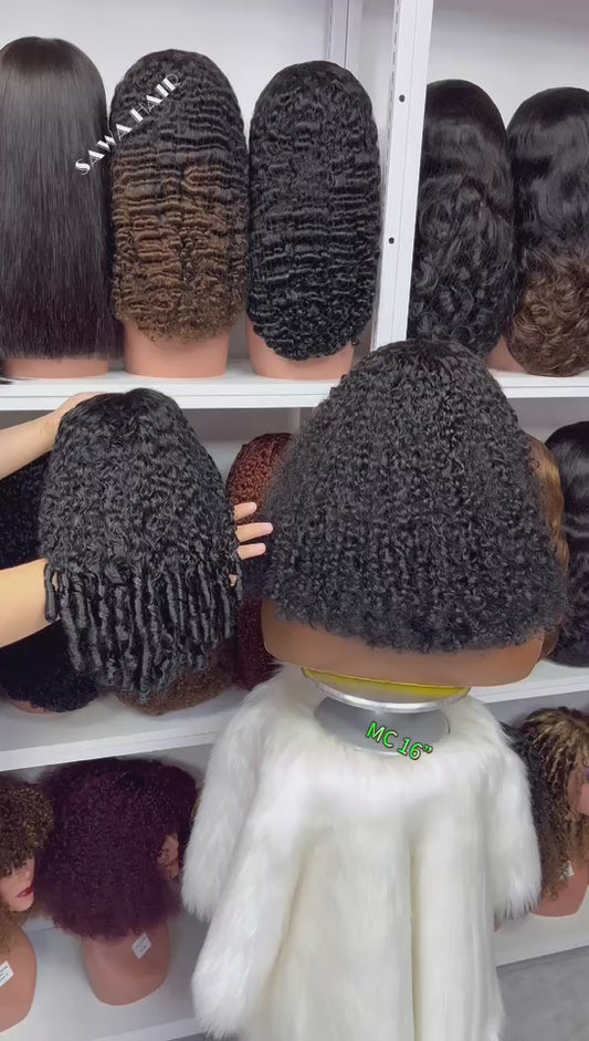 Double Drawn 13*4 Glueless Wig Magic Curl Natural Human Hair Wigs Natural Color