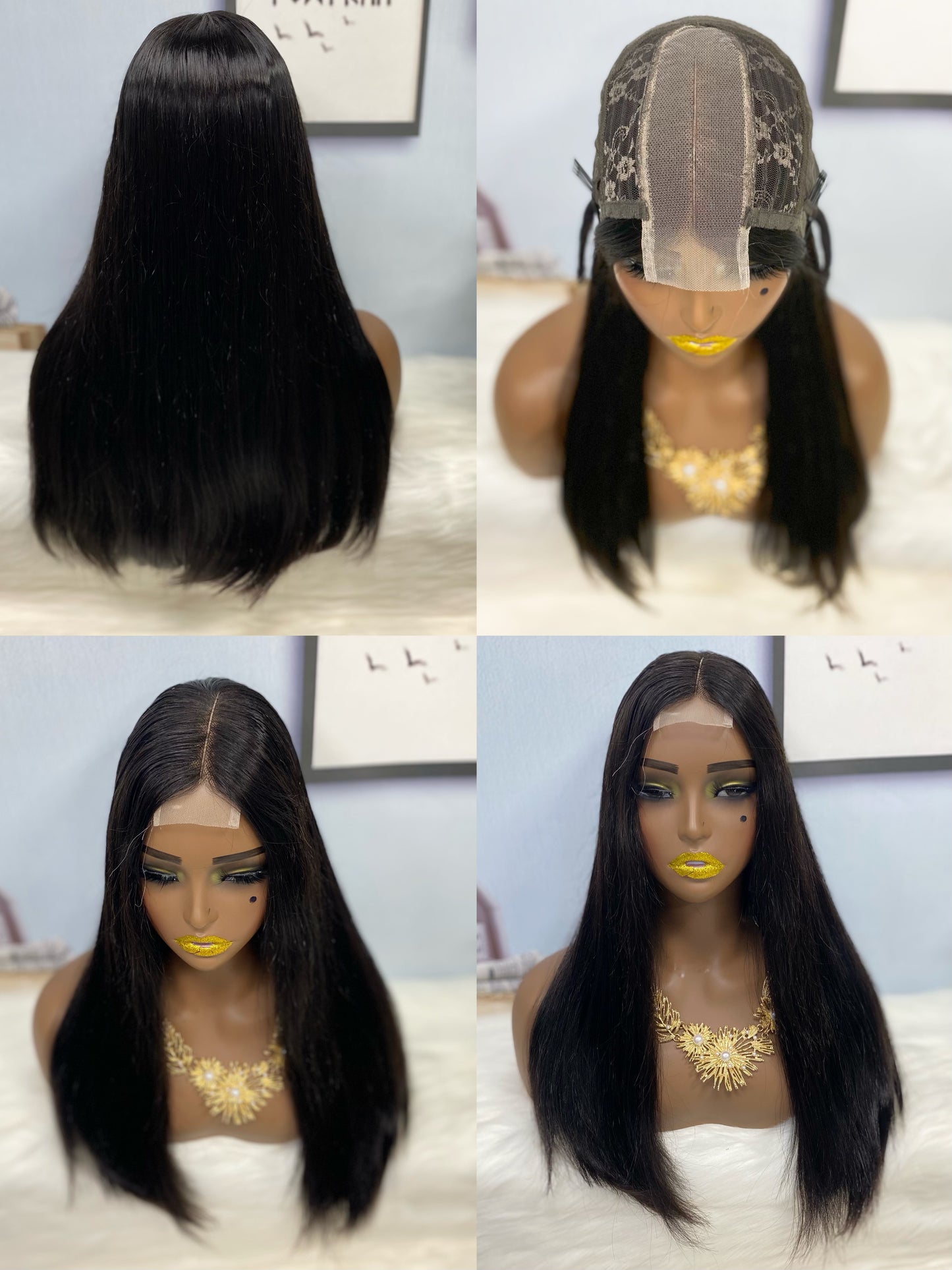 Double Drawn Bone Straight 2*6 Lace Bob Wig Virgin Human Hair Wigs Natural Color