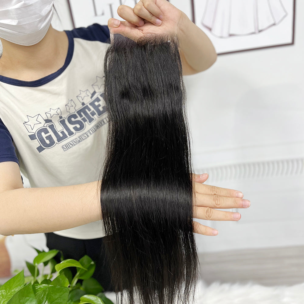 10A Burmese Hair Bundles Silky Straight Virgin Woman Human Hair With HD Closure Frontal 10"-40"