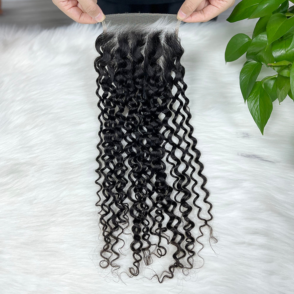 5*5 HD Lace Closure Jerry Curl Virgin Human Hair 10"-26" Natural Color