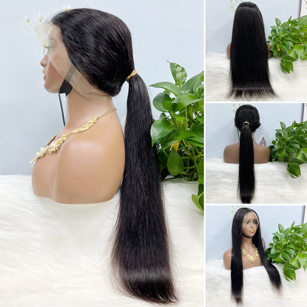 360 Lace Wig Straight Natural Virgin Human Hair Wigs 16"-36" 350% Density