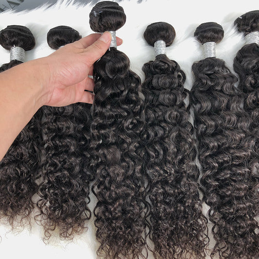 10A Burmese Hair Water Wave Natural Human Hair Bundles With HD Closure Frontal 10"-40"