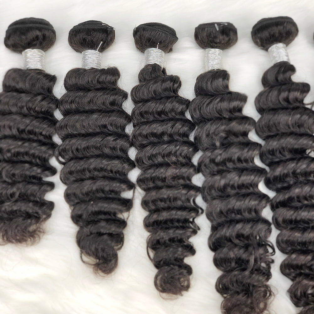 10A Burmese Hair Deep Wave Natural Human Hair Bundles With HD Closure Frontal 10"-40"