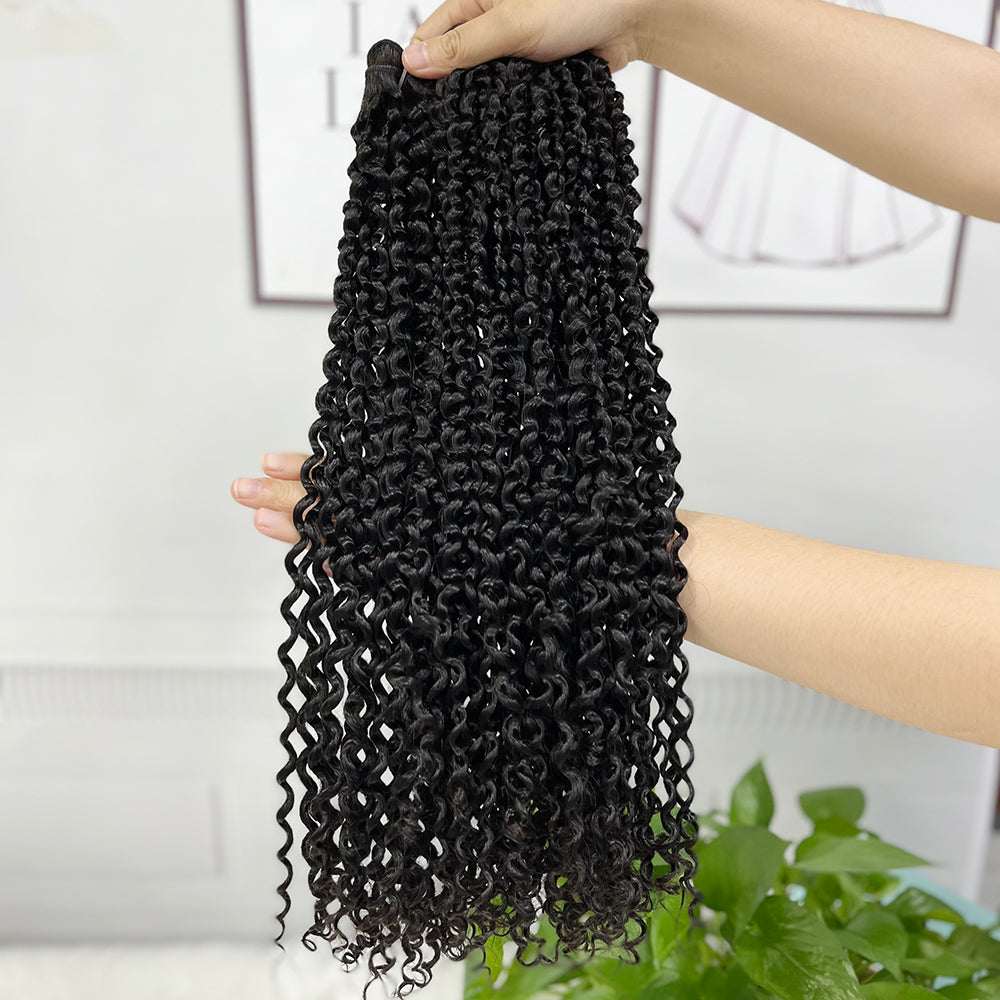 Double Drawn Virgin Human Hair Jerry Curl 8"-24" Natural Color