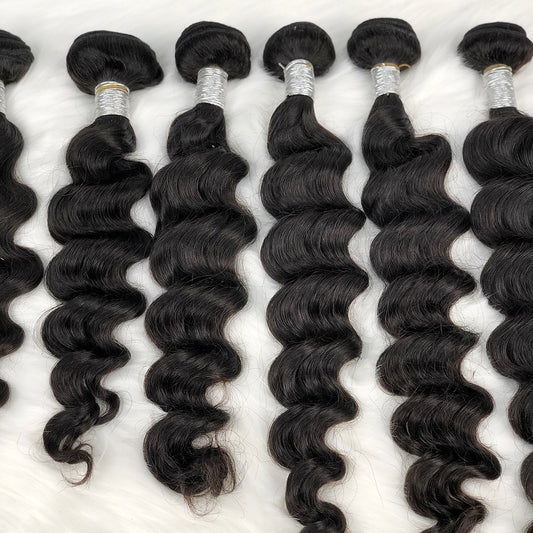 10A Burmese Hair Loose Deep Natural Human Hair Bundle With HD Closure Frontal 10"-40"