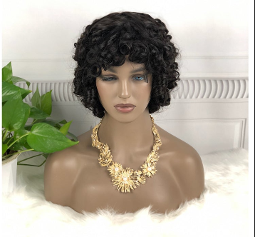 DD Wig Big Fumi Curl Machine Human Hair Wig Natural Hair Wigs Color 1B