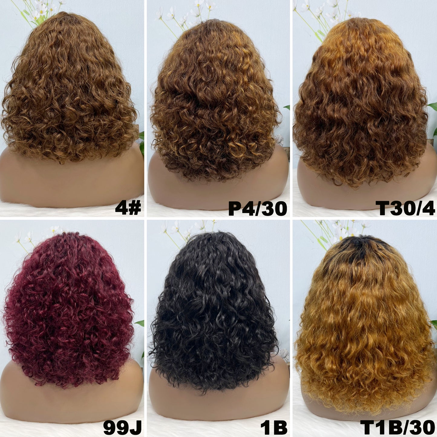 DD Wig With Bangs Water Wave Machine Human Hair Wig Color P4/27#