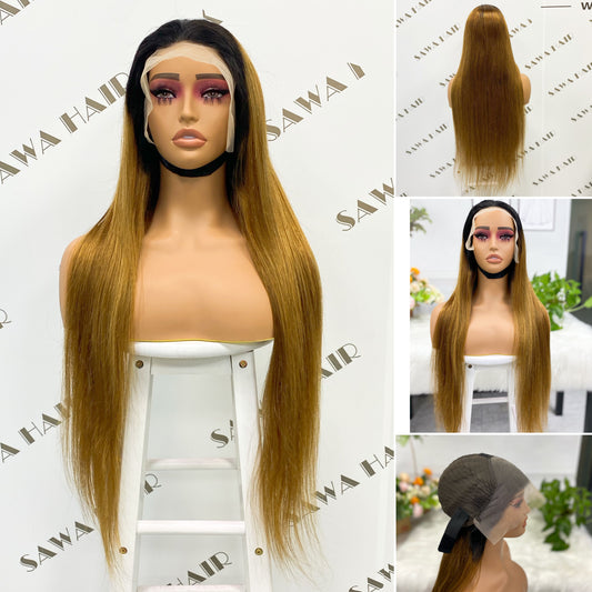 13*4 Lace Wig Straight Natural Virgin Human Hair Lace Wigs Color T1B/30# 250% Density