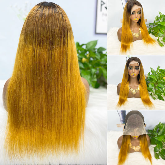 13*4 Lace Wig Straight Natural Virgin Human Hair Lace Wigs Color T1B/4/30# 250% Density