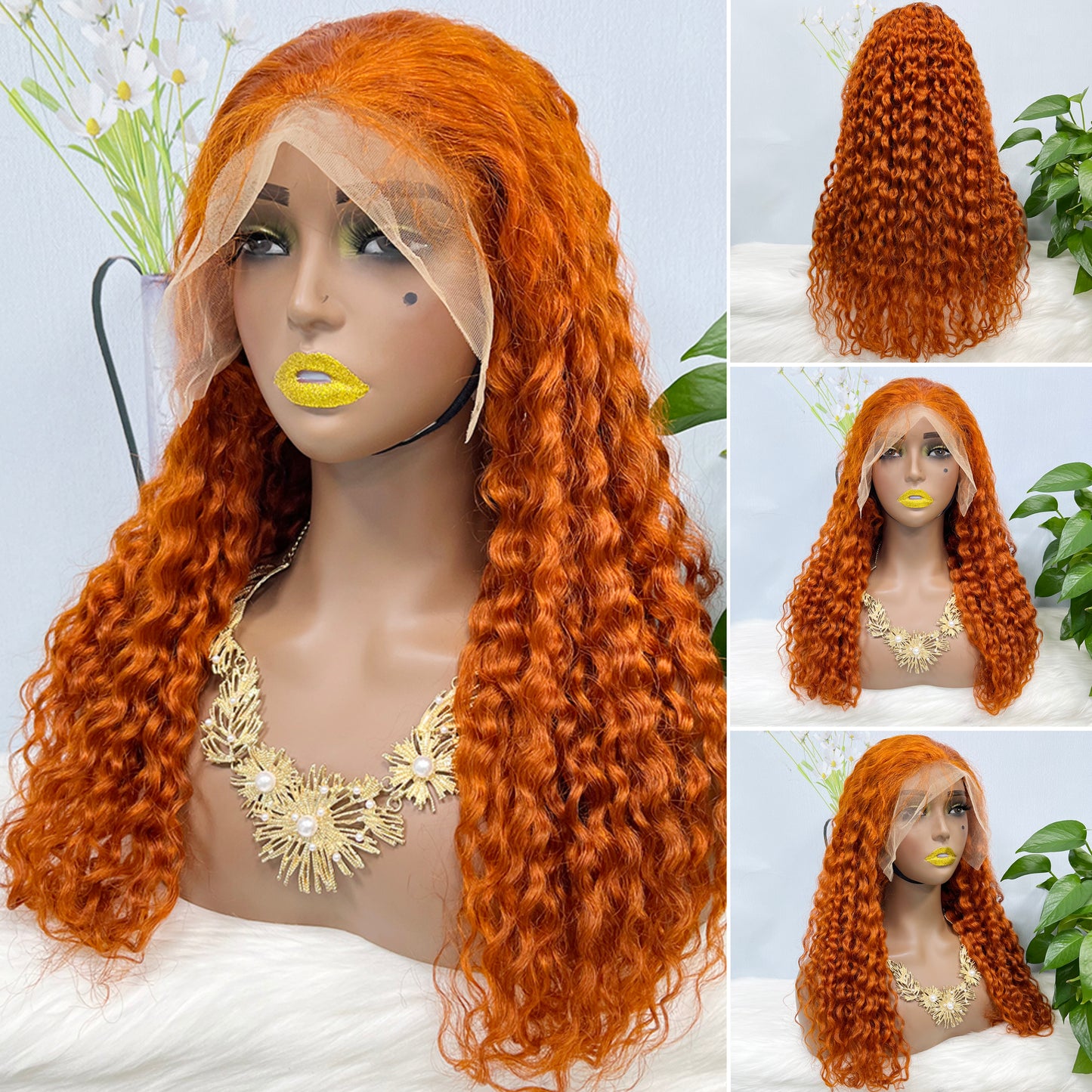 13*4 Lace Wig Water Wave Natural Virgin Human Hair Lace Wigs Color 350#