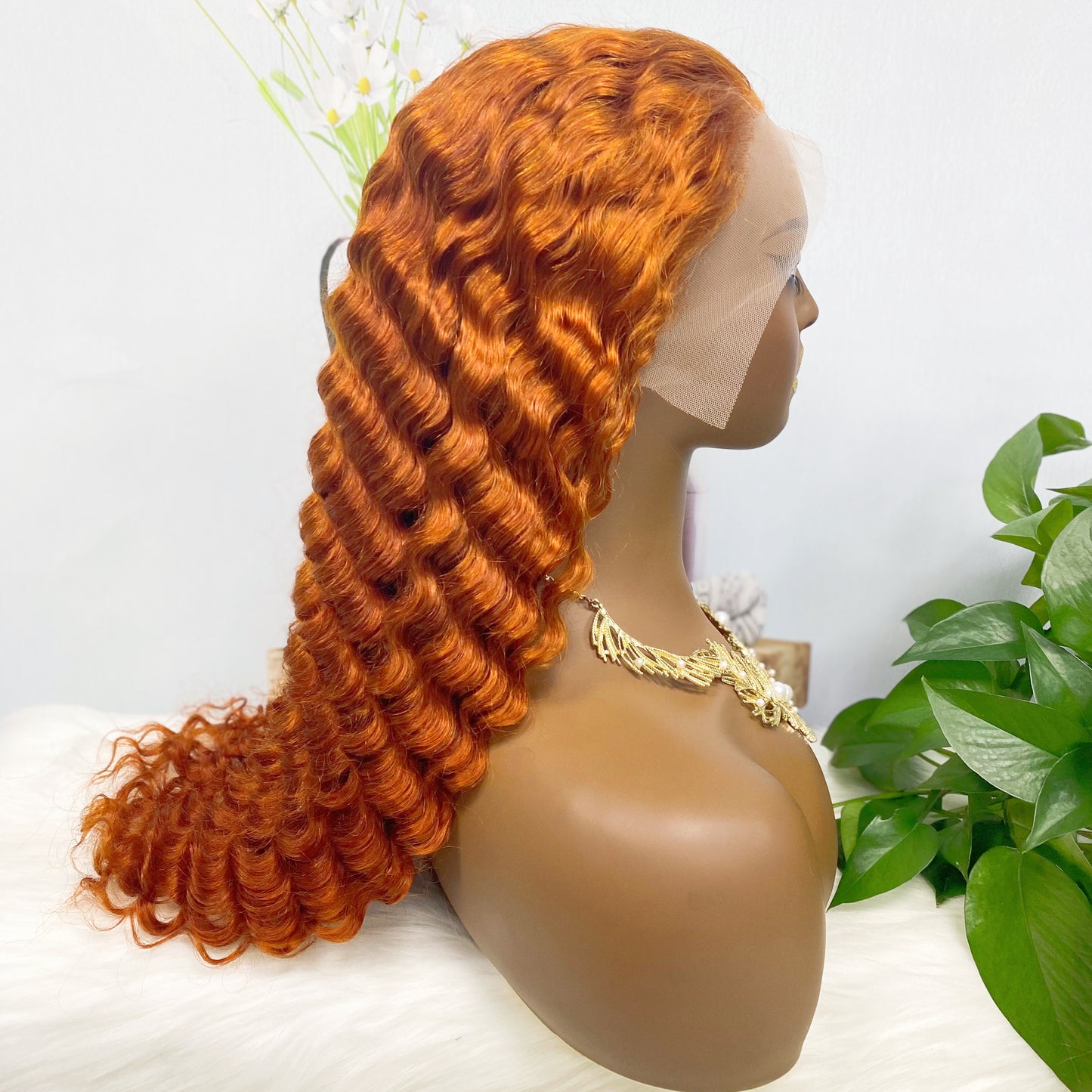 13*4 Lace Wig Deep Wave Natural Virgin Human Hair Lace Wigs Color 350#