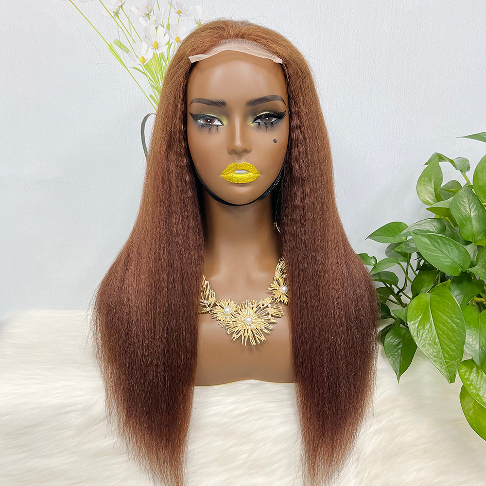 4*4 Lace Wig Straight Color 33# 20" Natural Human Hair Wig 250% Density