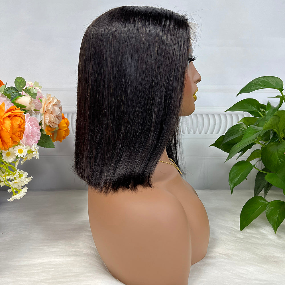 5*5 HD Glueless Lace Bob Wig Glueless Virgin Human Hair Lace Wigs 10 inch 200% Density