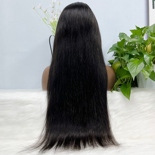 34"-40" 13x4 Lace Wig Straight Burmese Human Hair Wigs Natural Color 500% Density