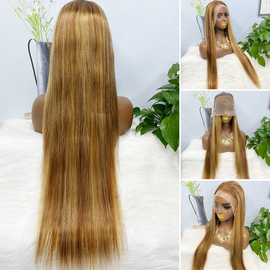 13*4 Lace Wig Straight Natural Virgin Human Hair Lace Wigs Color P4/27#