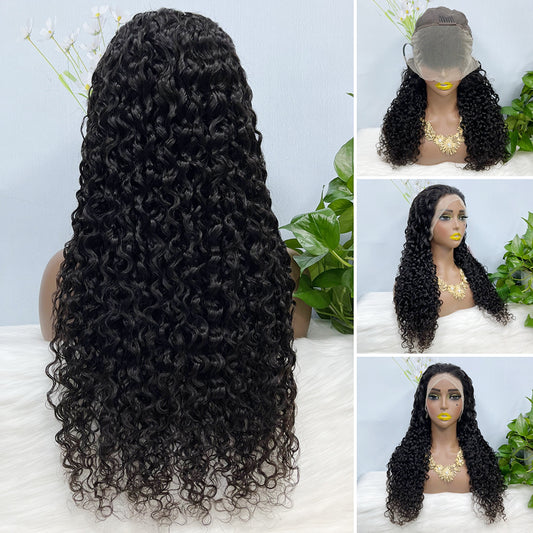13*4 Lace Wig Water Wave Natural Color Virgin Human Hair Wigs 200% Density Color NC