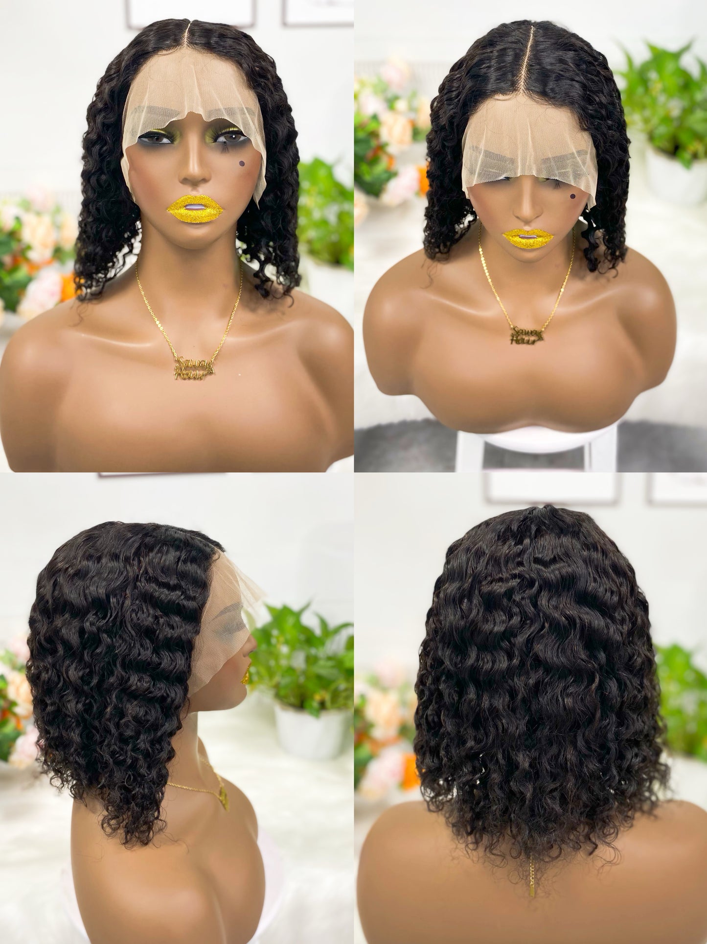 T Lace Wig Jerry  Curl  Natural Human Hair Lace Wigs Color NC