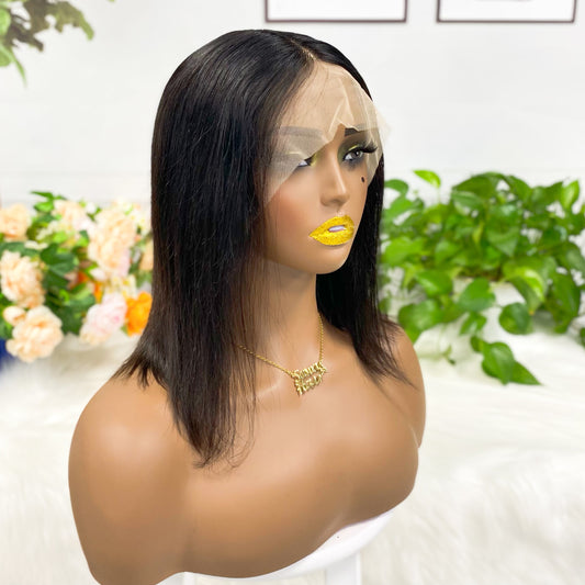 T Lace Wig Straight Natural Human Hair Lace Wigs 12"-20" Color NC