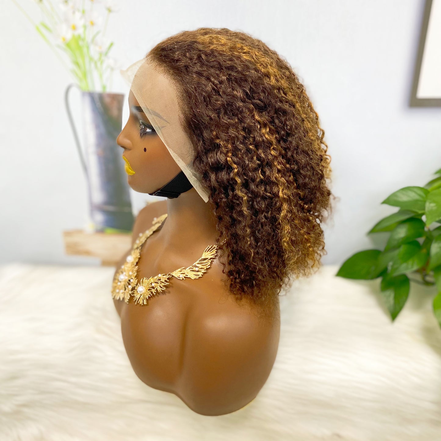 Double Drawn 13*4 BoB  Pixie Curl  Wigs 250% Density Color P4/30#