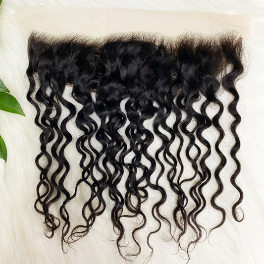 13*4  Lace Frontal Silky Water Wave 100% Natural Virgin Human Hair Natural Color 10"-24"