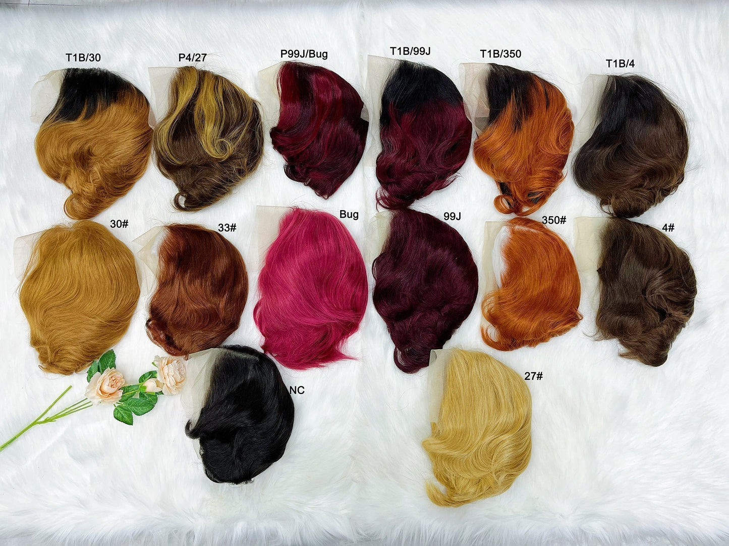 Perruque Lace Wig 13*4, cheveux humains vierges naturels, coupe Pixie, couleur T1B/30 #