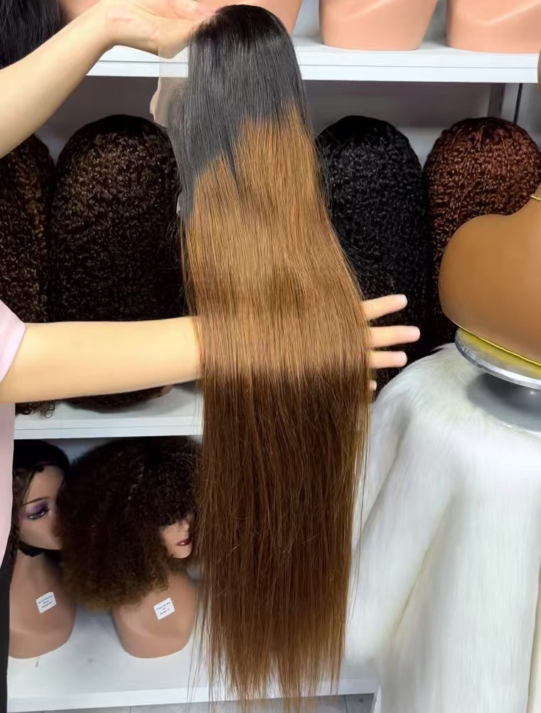 13x4 HD Swiss Lace Wig Straight Human Hair Wigs Ginger Color 350# 30"