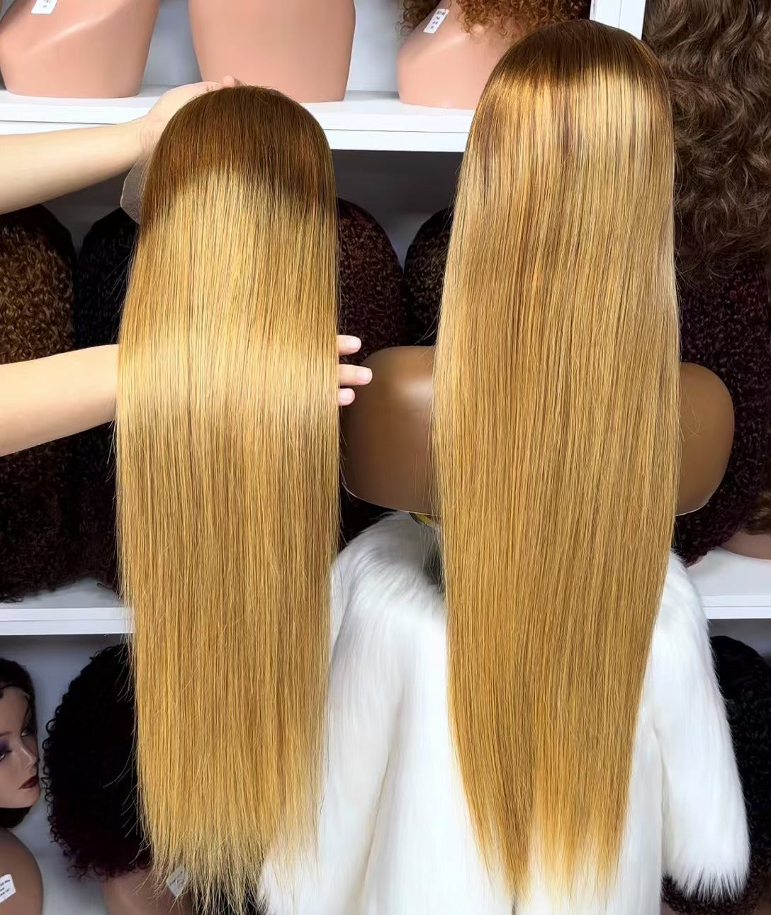 13x4 HD Swiss Lace Wig Straight Human Hair Wigs Ginger Color 350# 30"