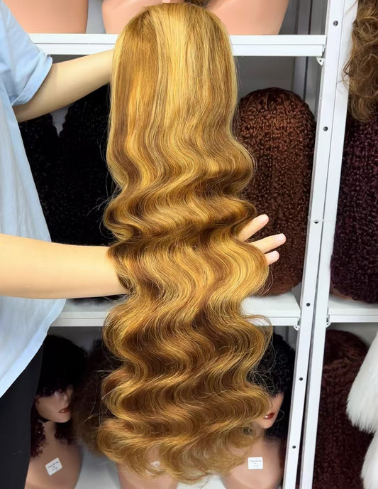 13x4 Lace Wig Body Wave Natural Human Hair Wigs Piano Color P4/27 18"-30"