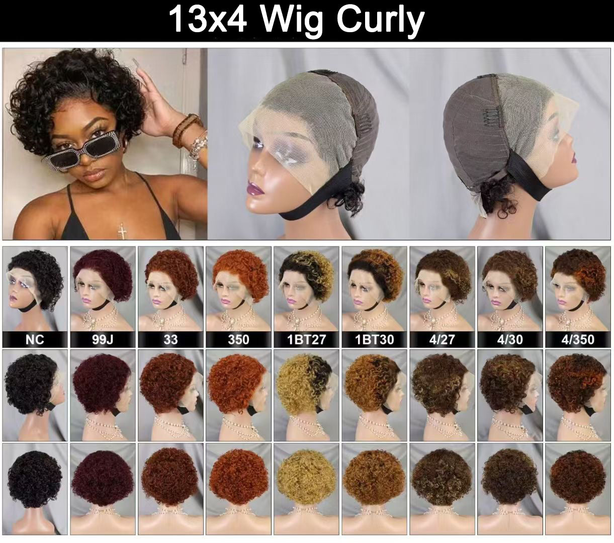 13x4 Lace Wig Short Curly Human Hair Lace Wigs Natural Color
