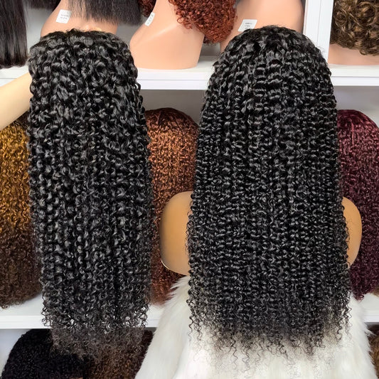 13x4 Lace Wig Jerry Curl Burmese Human Hair Wigs Natural Color 300% Density 18"-40"