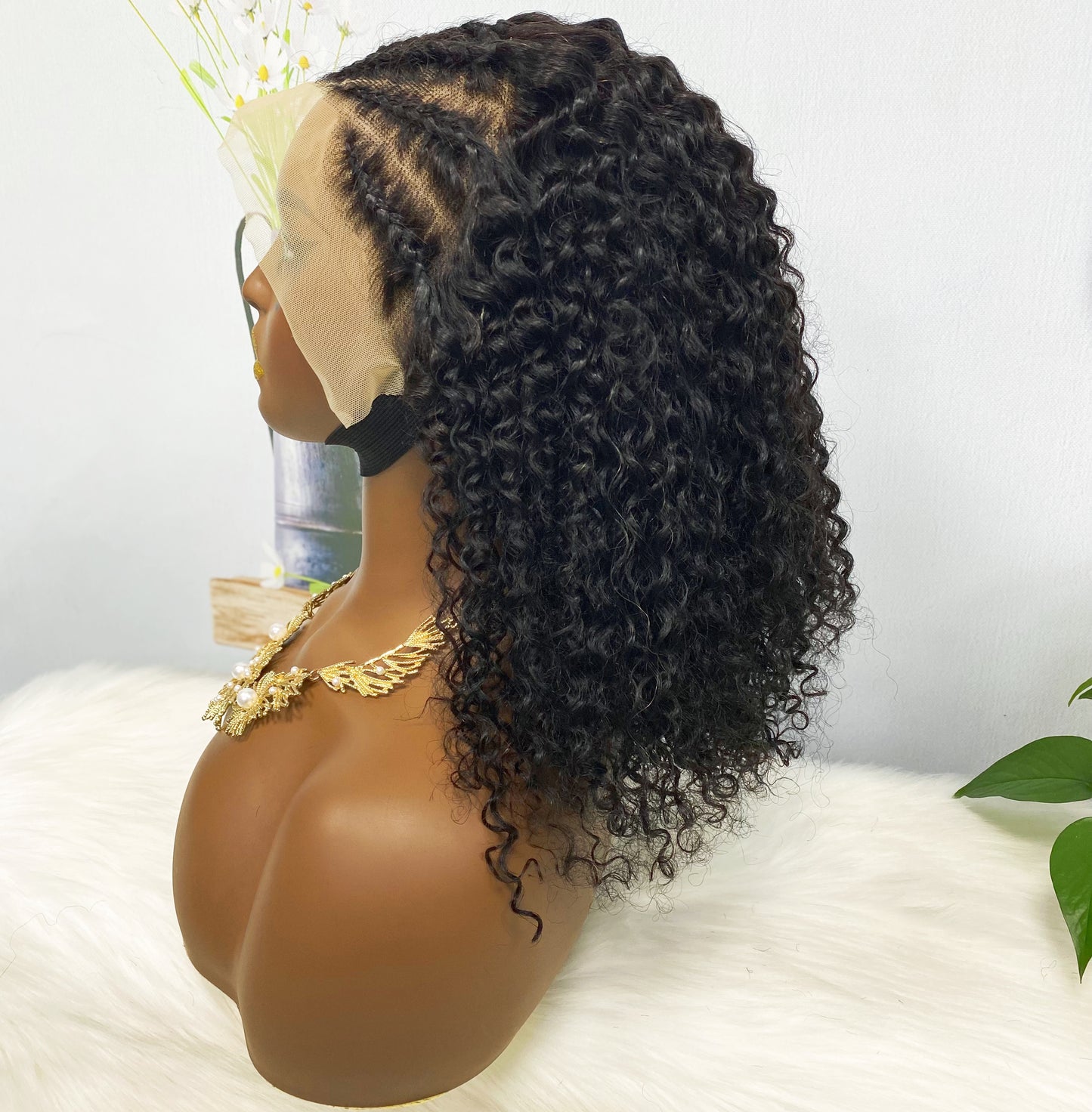 13*4 BoB Wig Braid Jerry Curl Wigs Color NC 200% Density