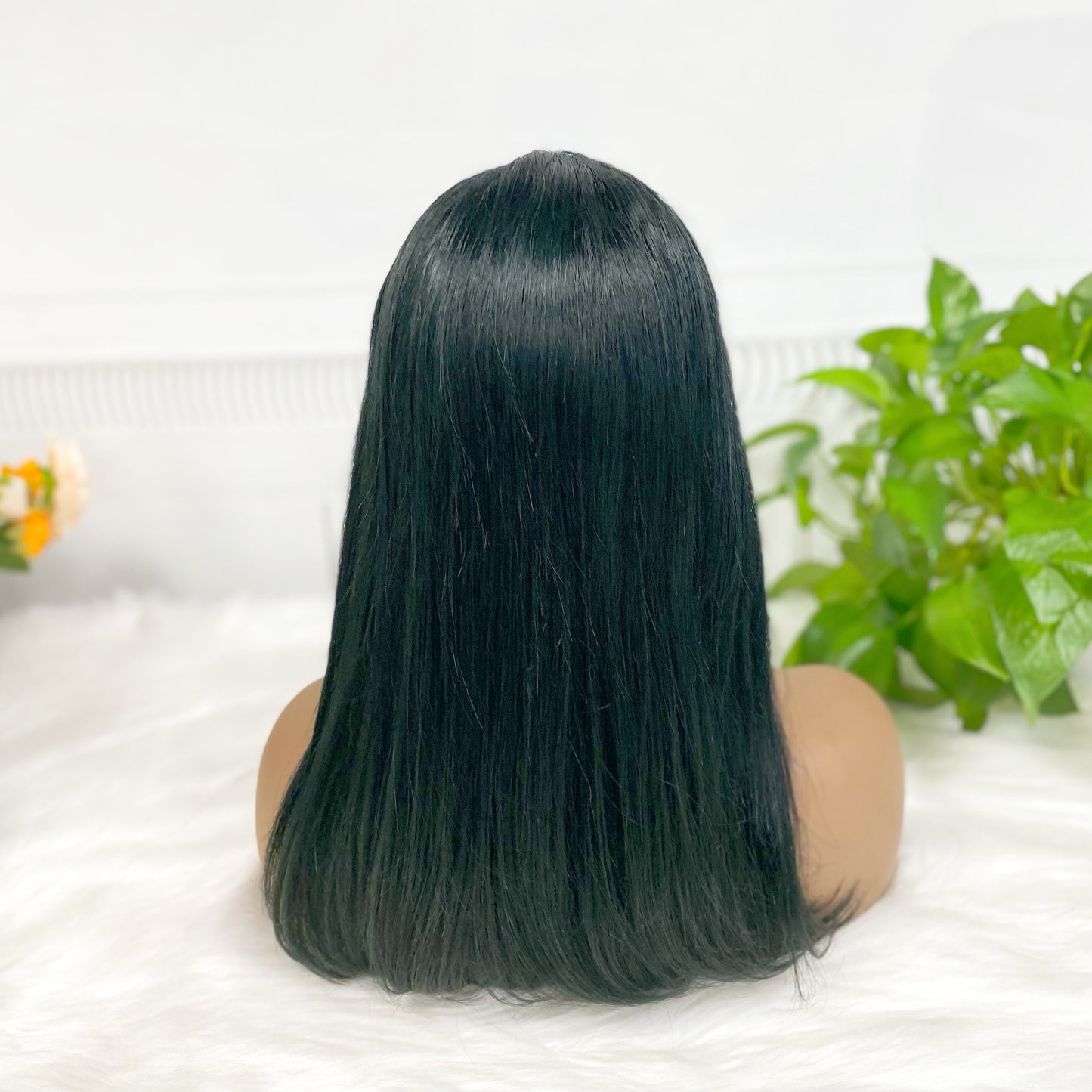 13*4 BoB Wig Straight  Wigs Color Dark Green 200% Density