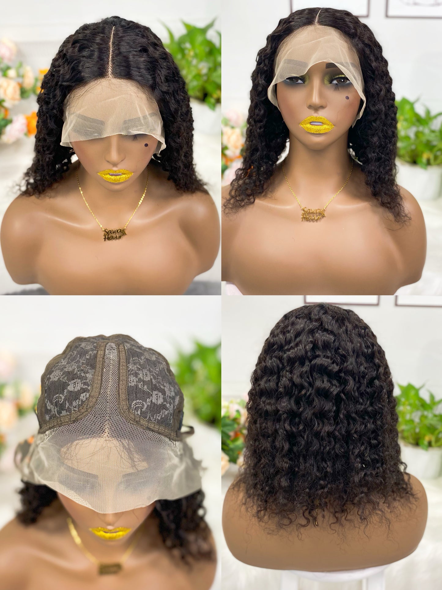 T Lace Wig Jerry  Curl  Natural Human Hair Lace Wigs Color NC