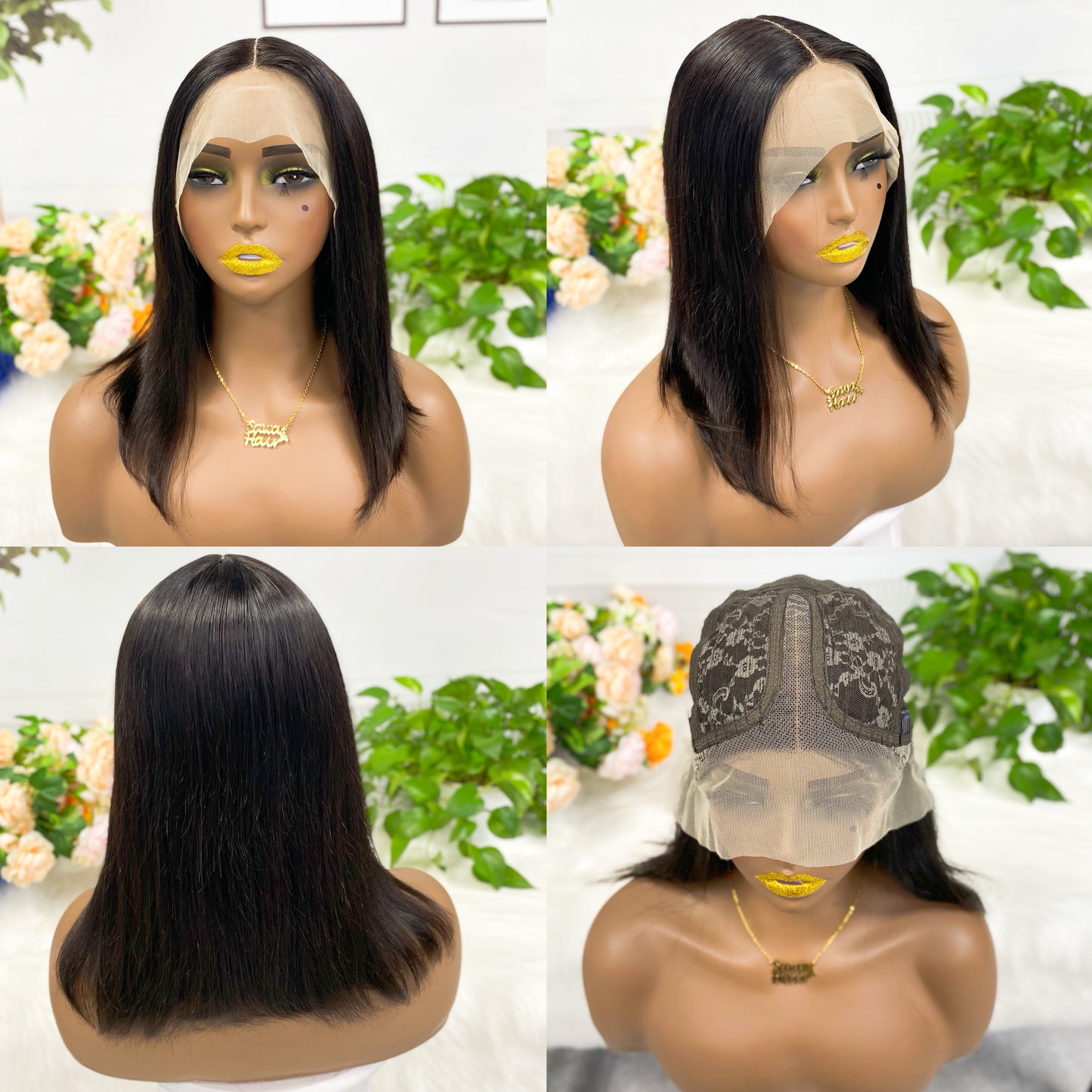 T Lace Wig Straight Natural Human Hair Lace Wigs 12"-20" Color NC