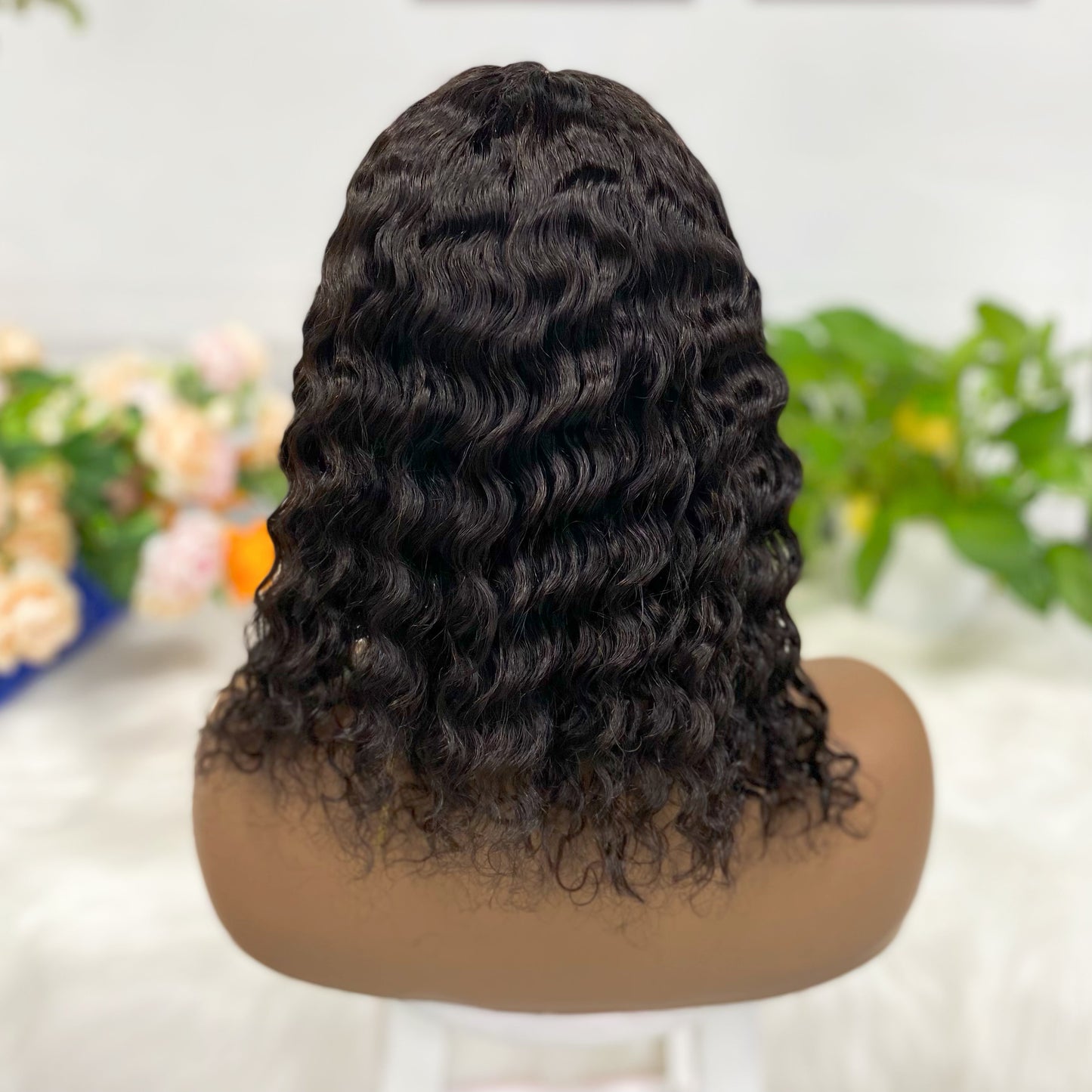 T Lace Wig Deep Wave  Natural Human Hair Lace Wigs 12"-20" Color NC