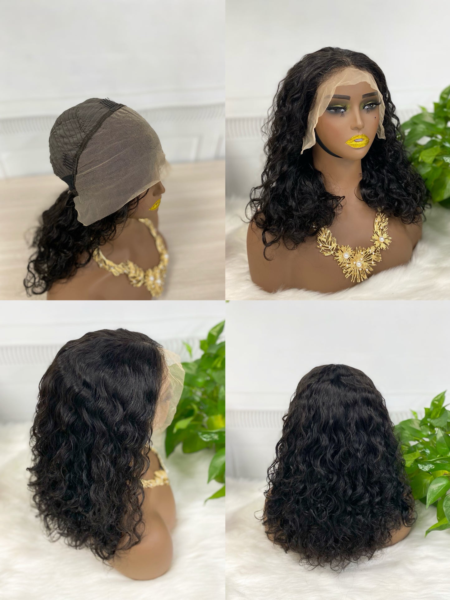 Double Drawn 13*4 Wig Pissy Curl Natural Human Hair Lace Wig Color NC 250% Density