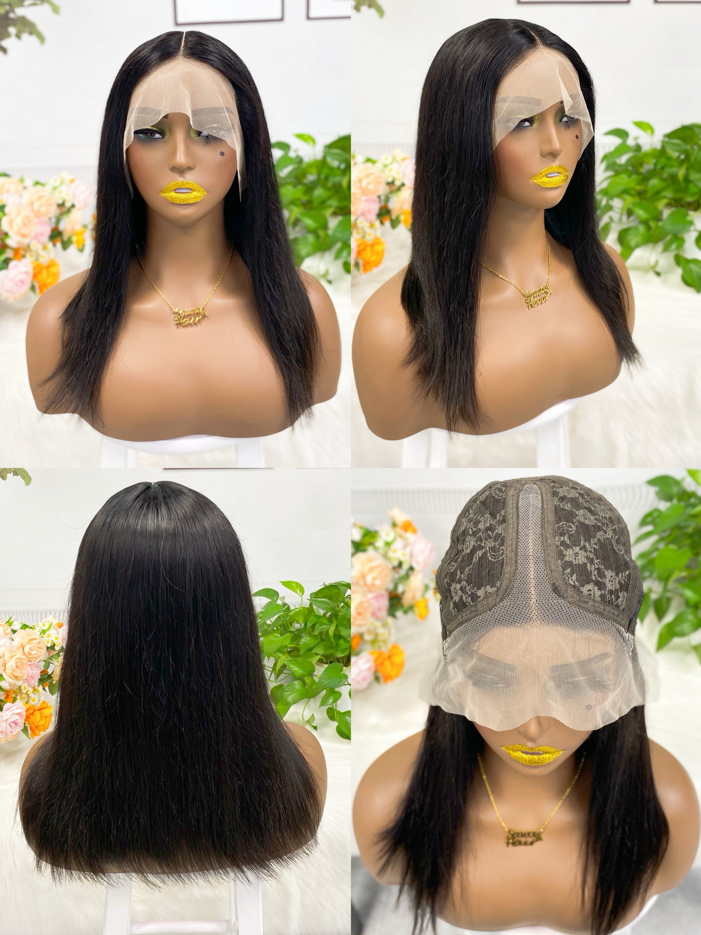 T Lace Wig Straight Natural Human Hair Lace Wigs 12"-20" Color NC