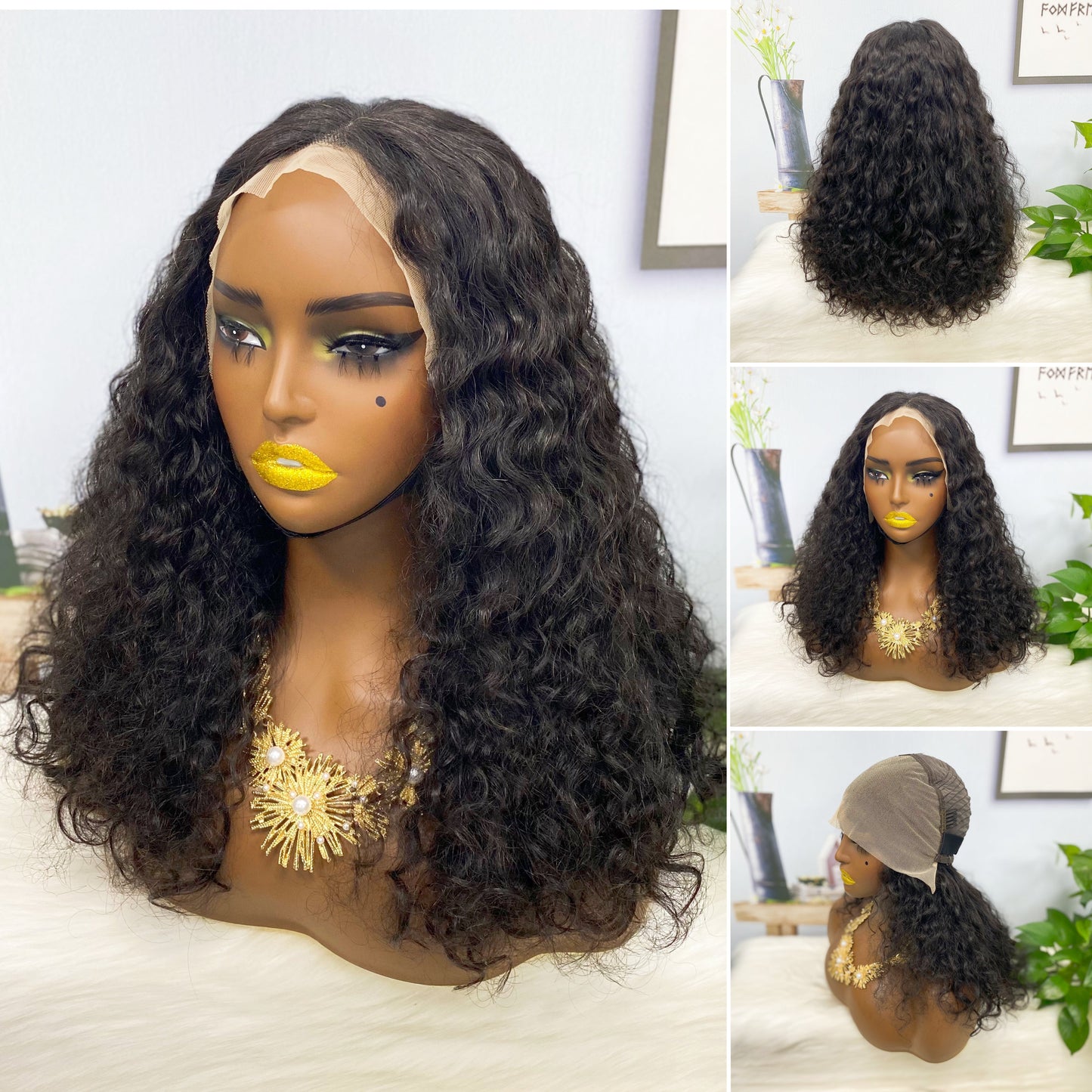 Double Drawn 13*4 Lace Wig Pissy Curly Natural Human Hair Lace Wigs Color P4/30# 250% Density