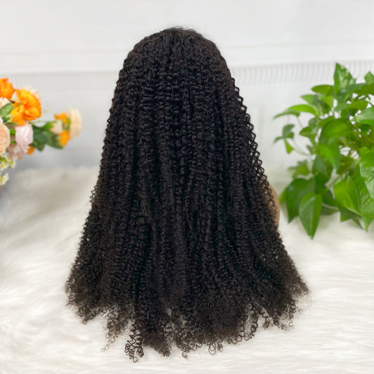 13x4 Lace Wig Kinky Curl Burmese Human Hair Curly Wigs Natural Color 300% Density 16"-40"