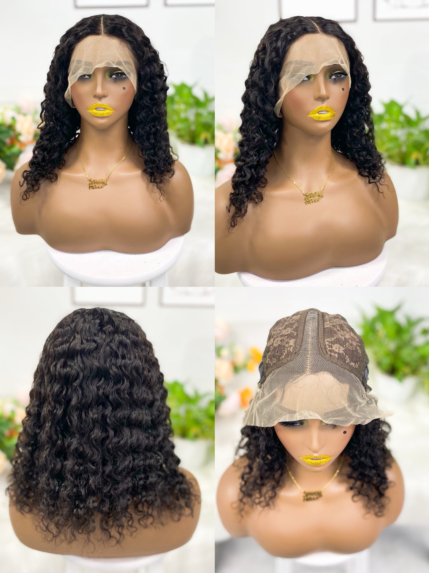 T Lace Wig Jerry  Curl  Natural Human Hair Lace Wigs Color NC