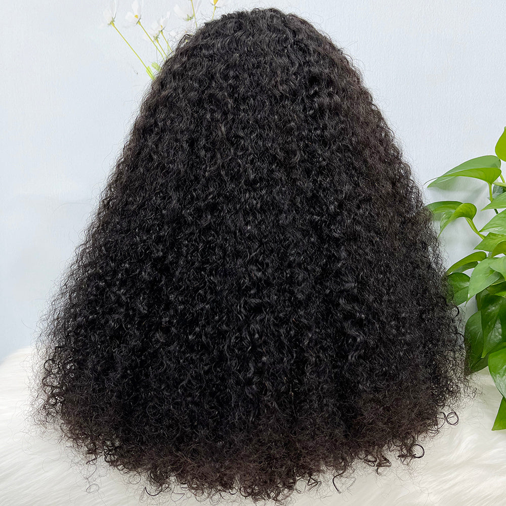 Double Drawn 13*4 Lace Wig Kinky Curl  Lace Wig Color NC 300% Density