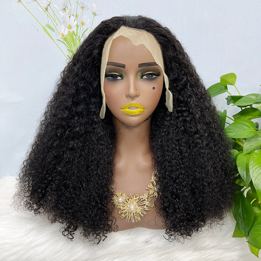 Double Drawn 13*4 Lace Wig Kinky Curl  Lace Wig Color NC 300% Density