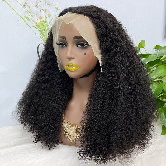 Double Drawn 13*4 Lace Wig Kinky Curl  Lace Wig Color NC 300% Density